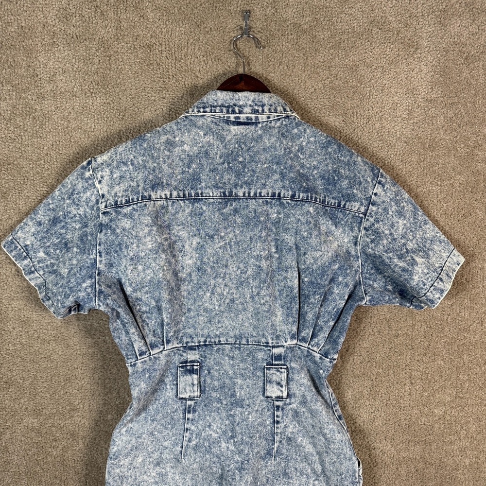 Vtg Oops‎ California Denim Shirt Dress Womens 7/9 Acid Wash Tribal Trim Grunge - Picture 12 of 13